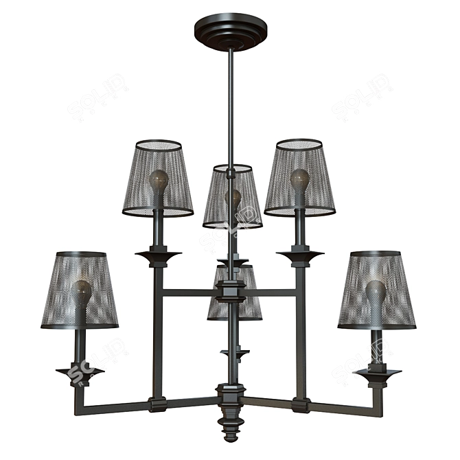 Architectural allure. Aged Steel chandelier. 3D model image 1