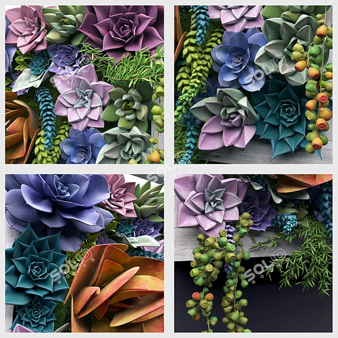 3D Wall Decor, Succulent Design 3D model image 3