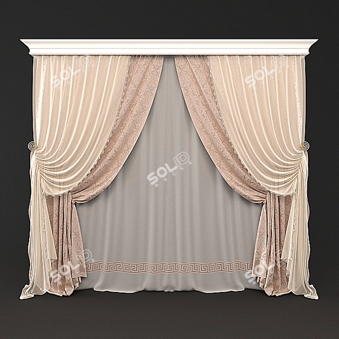 Elegant Drapery Set 3D model image 1