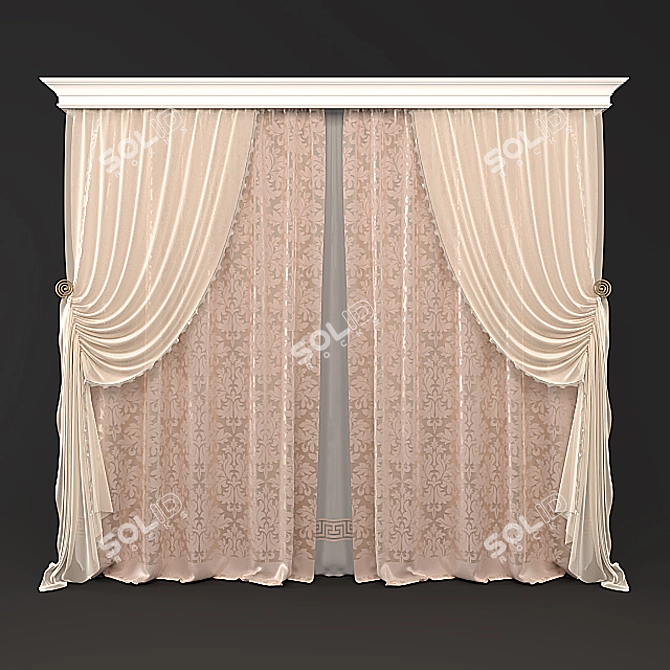 Elegant Drapery Set 3D model image 2