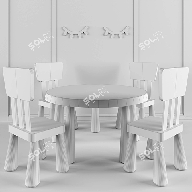 Ikea Kids Chair & Table Set 3D model image 2