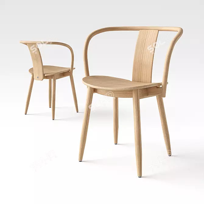 Icha English Oak Chair | Modern Scandinavian Design 3D model image 1