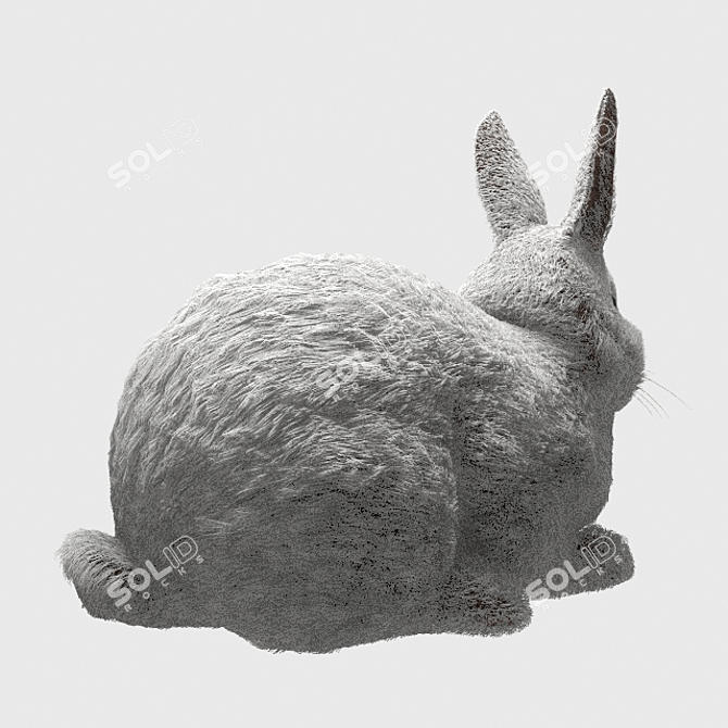 Elegant White Bunny Sculpture 3D model image 2