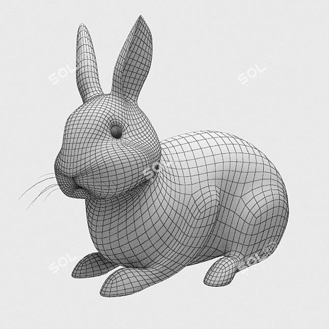 Elegant White Bunny Sculpture 3D model image 3