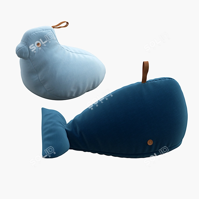 "Whimsical Bird and Wal Kids' Bean Bags 3D model image 1