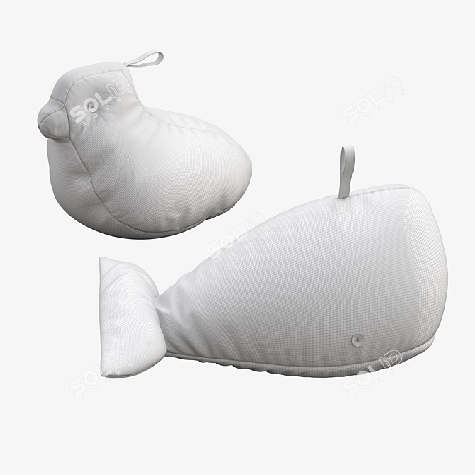 "Whimsical Bird and Wal Kids' Bean Bags 3D model image 2