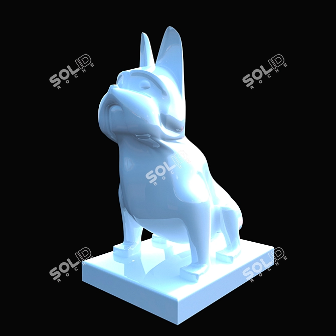 Cute French Bulldog Ceramic Statue 3D model image 1