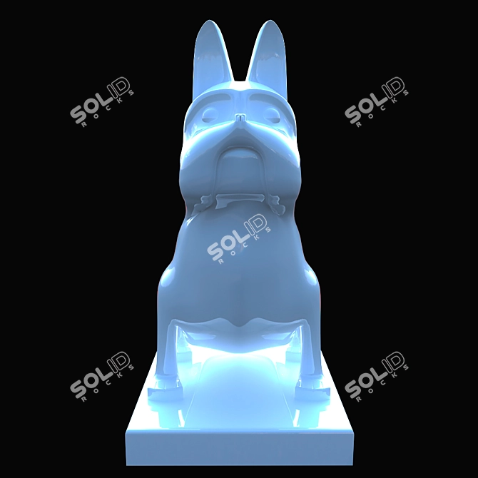 Cute French Bulldog Ceramic Statue 3D model image 2