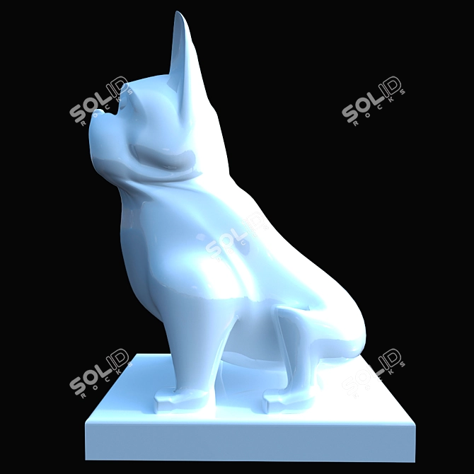 Cute French Bulldog Ceramic Statue 3D model image 3