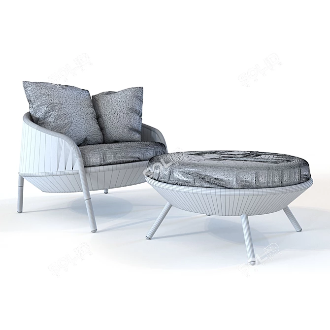 Dedon Ahnda Lounge Chair: Exquisite Textures & Regal Comfort 3D model image 2