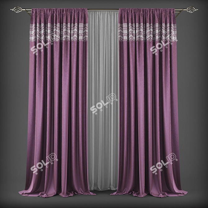 Classic Style Curtains 3D model image 1