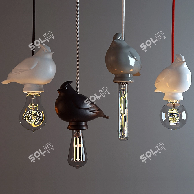 Ceramic Bird Pendant Lamp 3D model image 1