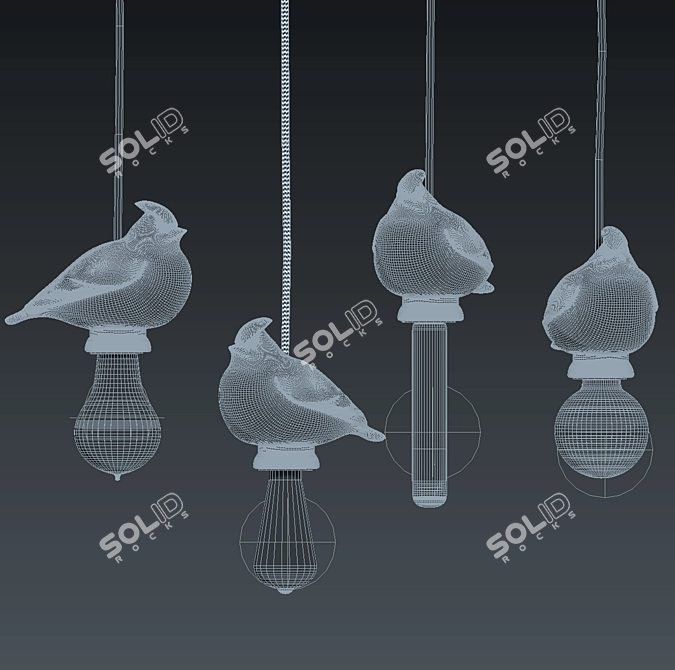 Ceramic Bird Pendant Lamp 3D model image 2