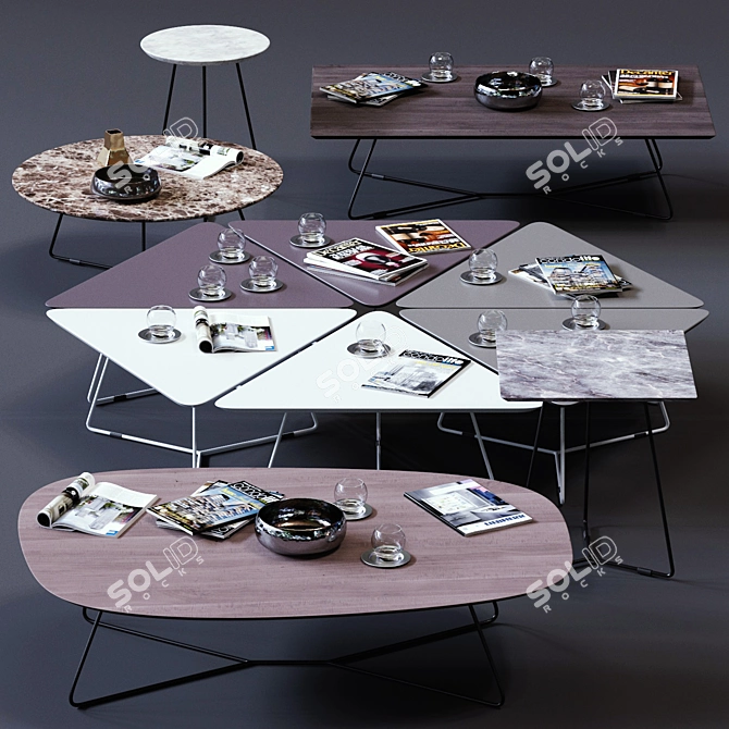 Modern Ditre Italia Coffee Table Set 3D model image 1