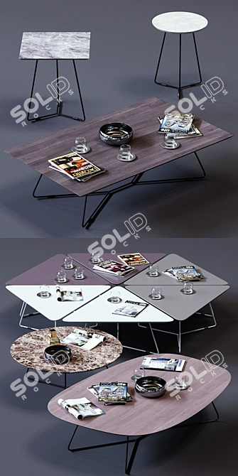 Modern Ditre Italia Coffee Table Set 3D model image 2