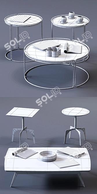 Ditre Italia Coffee Tables Set 3D model image 3