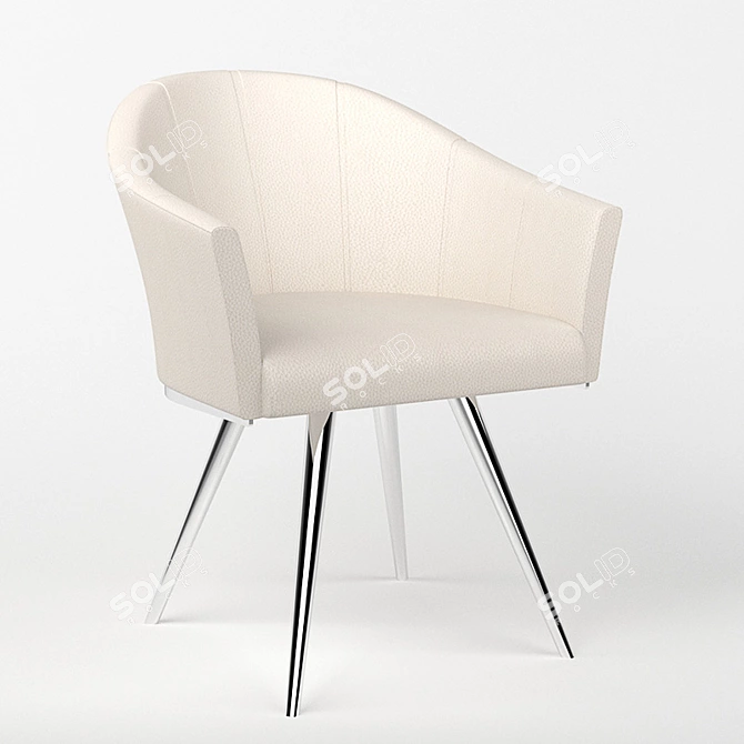 Elegant Ivory Chair with Chrome Legs 3D model image 1