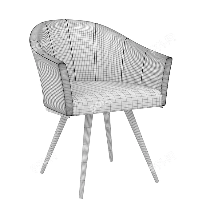 Elegant Ivory Chair with Chrome Legs 3D model image 2