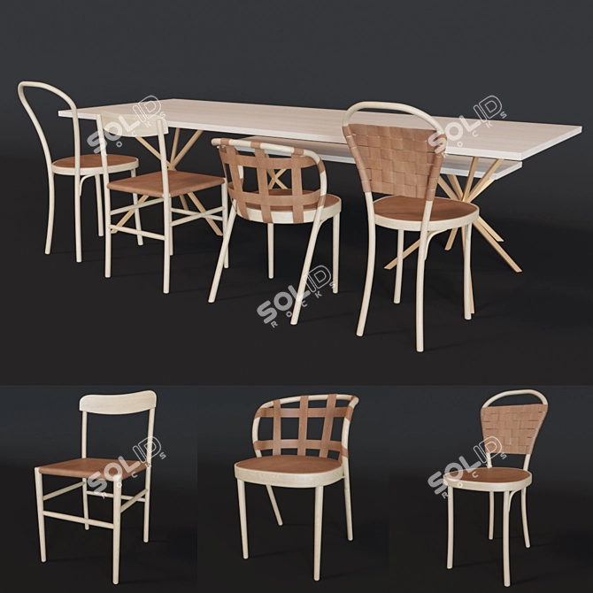 Modern Elegant Dining Room Set 3D model image 1