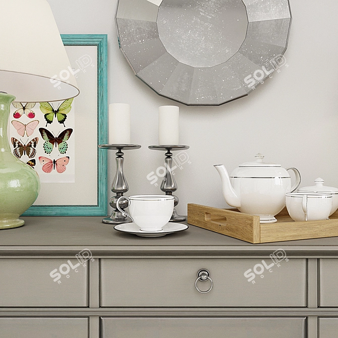 Elegant Decorated Chest of Drawers 3D model image 2