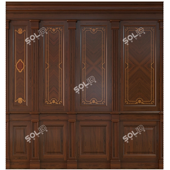 Inlaid Veneer Wooden Panels 3D model image 1