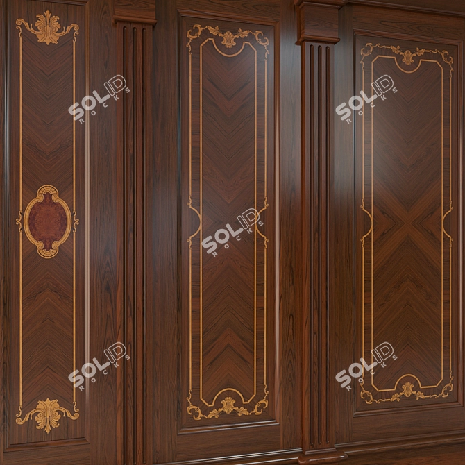 Inlaid Veneer Wooden Panels 3D model image 2