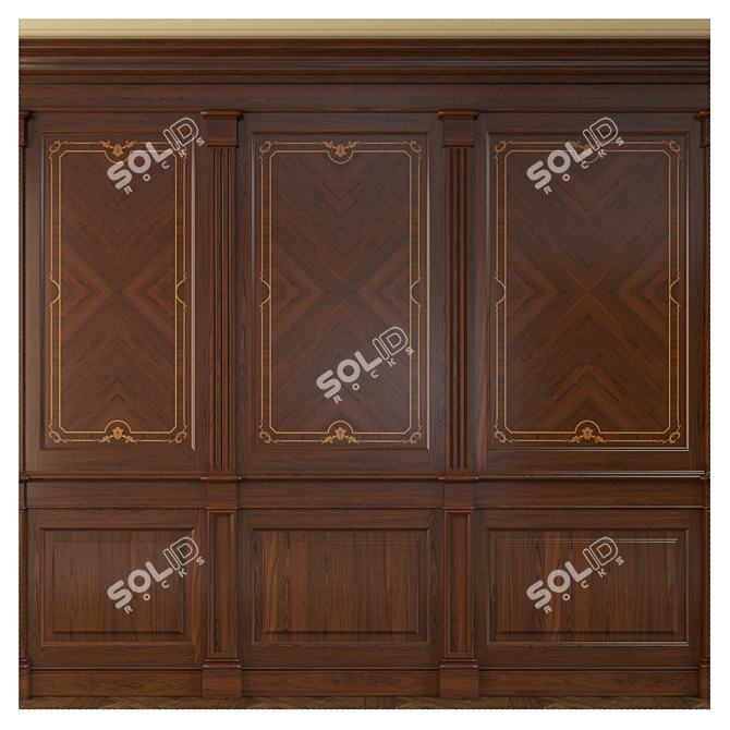 Inlaid Wood Panel: Exquisite Craftsmanship 3D model image 1