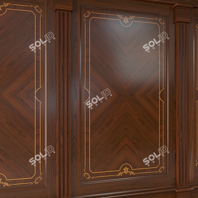 Inlaid Wood Panel: Exquisite Craftsmanship 3D model image 2