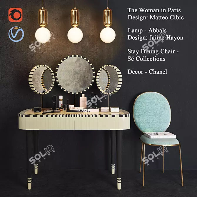 Parisian Elegance Decor Set 3D model image 1