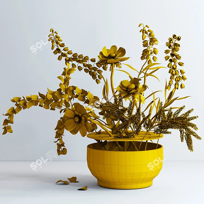 Elegant Ikebana Vase Bouquet 3D model image 3