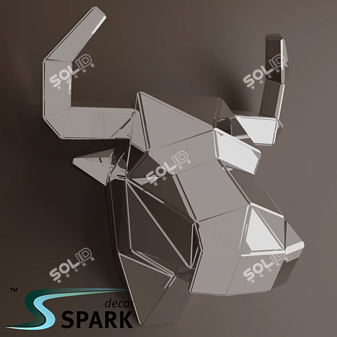 Reflective Bull Sculpture 3D model image 1