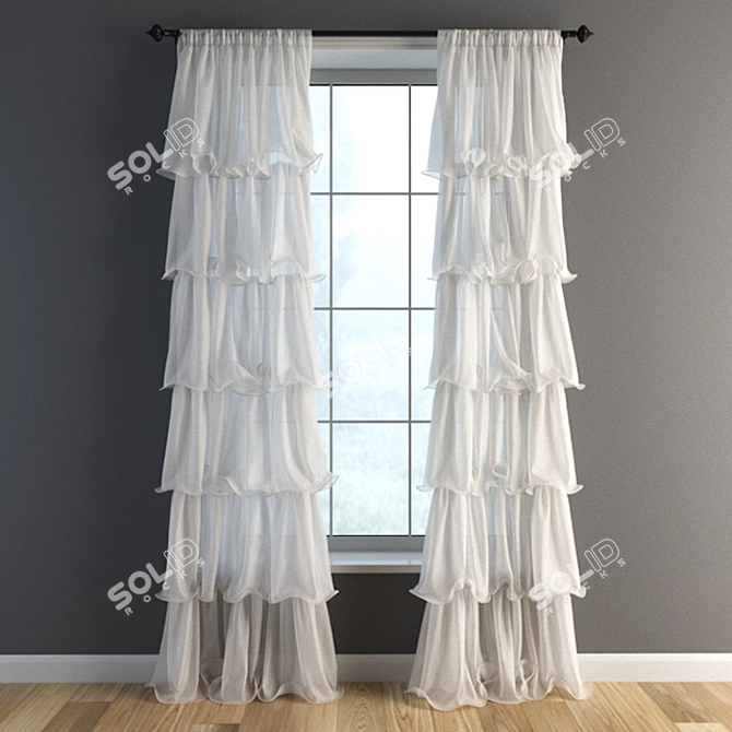 Multilayered Sheer Curtain / 17 3D model image 1