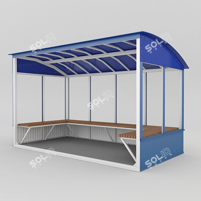 Modern Steel Bus Stop 3D model image 1