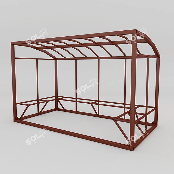 Modern Steel Bus Stop 3D model image 3