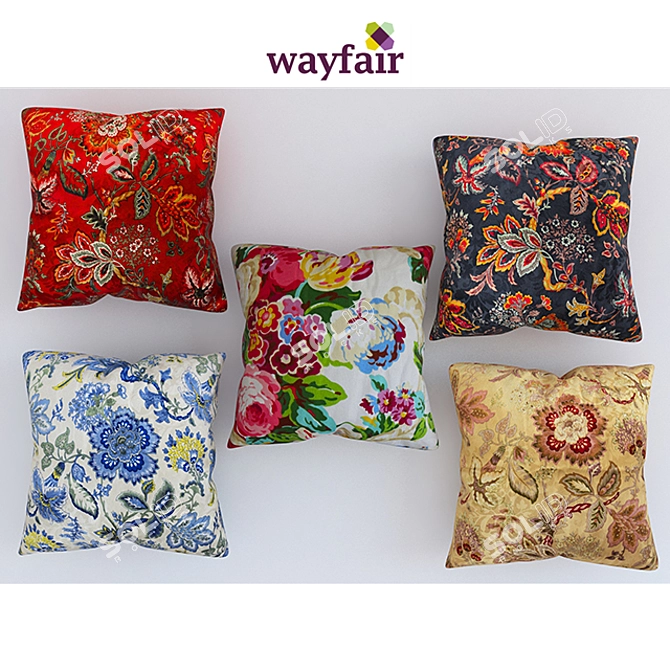 Cozy Comfort: Wayfair Pillow Set 3D model image 1