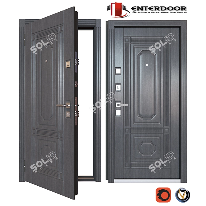 EnterDoor Madrid: Premium Metal Entry Door 3D model image 1