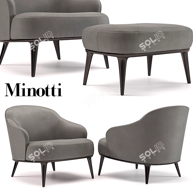 Minotti Leslie Armchair: Modern Elegance 3D model image 1