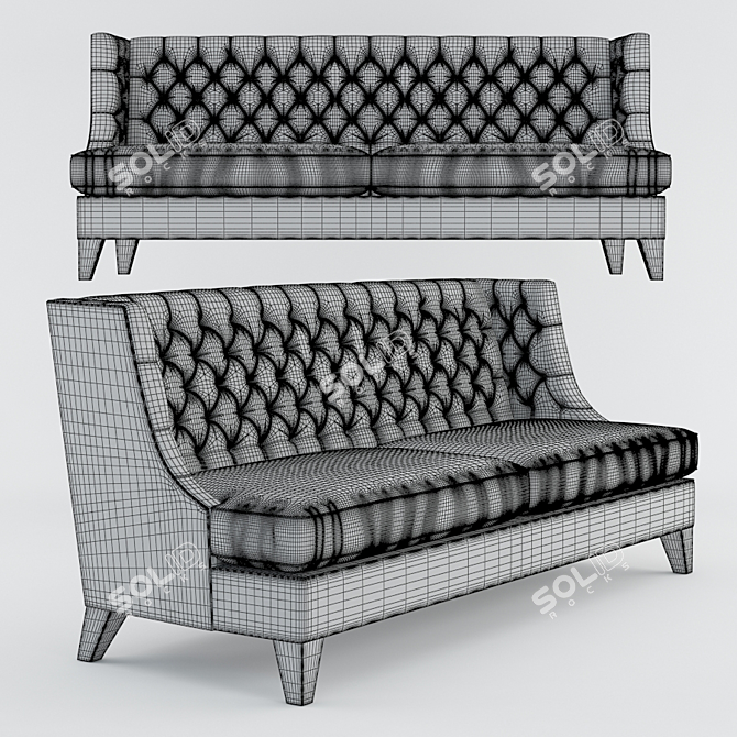 Elegant Fortuna 4 Seater Sofa 3D model image 2