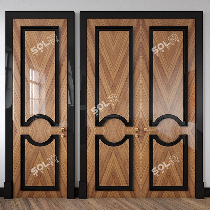 Walnut Texture Door Set 3D model image 1