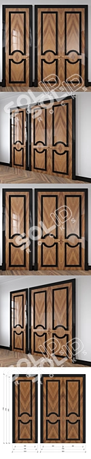 Walnut Texture Door Set 3D model image 2