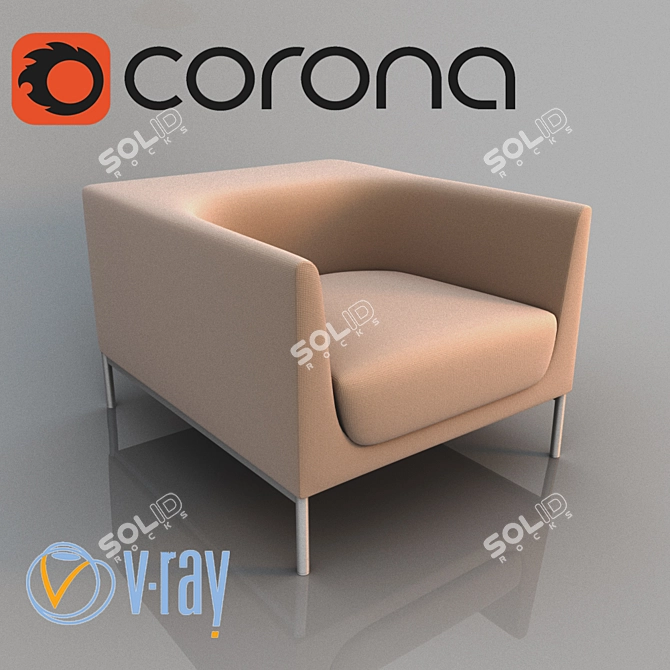 Modern Upholstered Armchair 3D model image 1