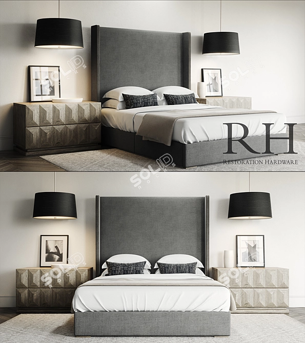 Luxury Lawson Custom Bed Set 3D model image 1