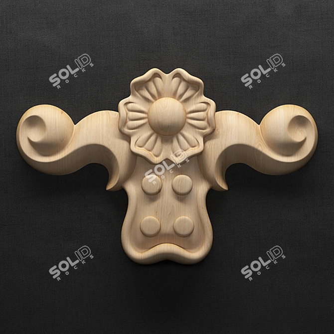 Elegant Carved Flower Overlay 3D model image 1