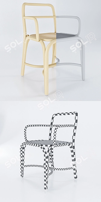 Stylish Fontal Rattan Armchair 3D model image 2