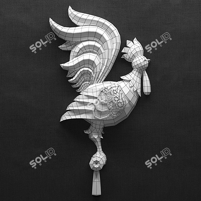 Carved Cockerel Decor: Rustic Kitchen Perfection 3D model image 2