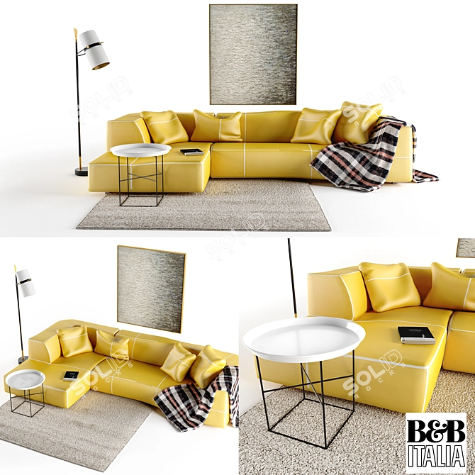 Italian Design: B&B Italia Bend Sofa 3D model image 1