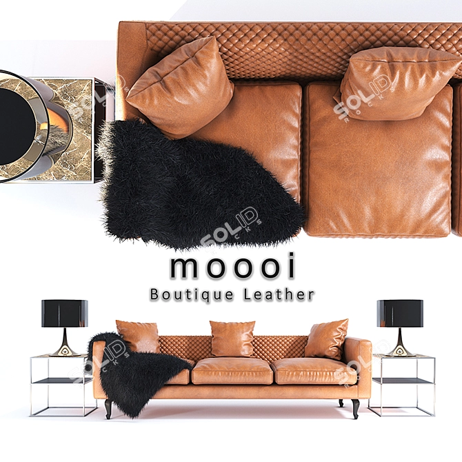 Elegant Heritage Leather Sofa 3D model image 1