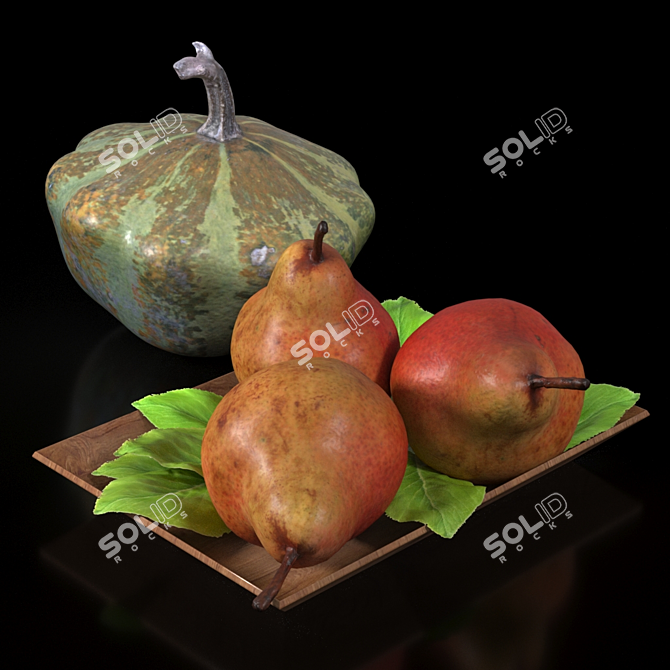 Harvest Delight: Decorative Pumpkin & Pears 3D model image 1