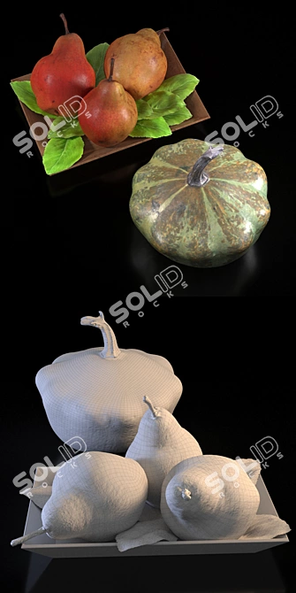 Harvest Delight: Decorative Pumpkin & Pears 3D model image 2