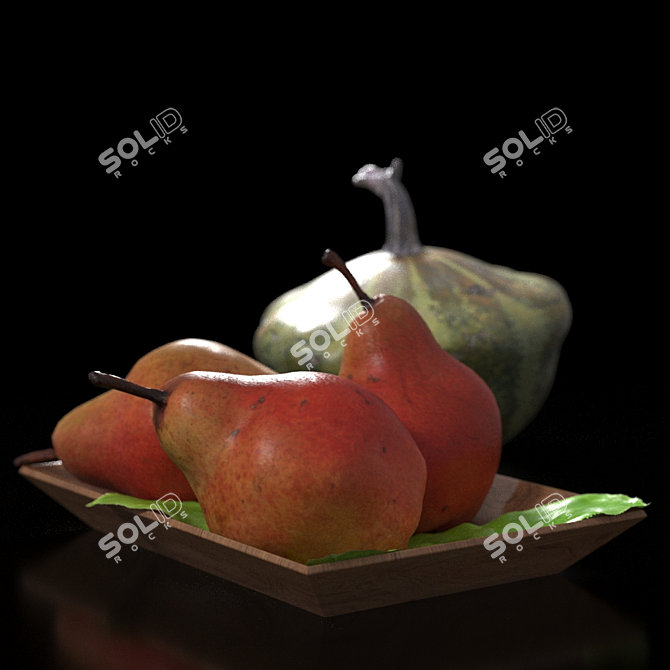 Harvest Delight: Decorative Pumpkin & Pears 3D model image 3
